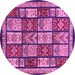 Round Machine Washable Abstract Pink Modern Rug, wshabs731pnk