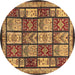 Round Abstract Brown Modern Rug, abs731brn