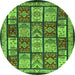 Round Machine Washable Abstract Green Modern Area Rugs, wshabs731grn