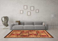 Machine Washable Abstract Orange Modern Rug, wshabs731org