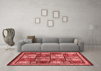 Machine Washable Abstract Red Modern Rug, wshabs731red