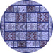 Round Abstract Blue Modern Rug, abs731blu