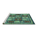 Sideview of Machine Washable Abstract Turquoise Modern Area Rugs, wshabs731turq