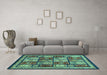 Machine Washable Abstract Turquoise Modern Area Rugs in a Living Room,, wshabs731turq