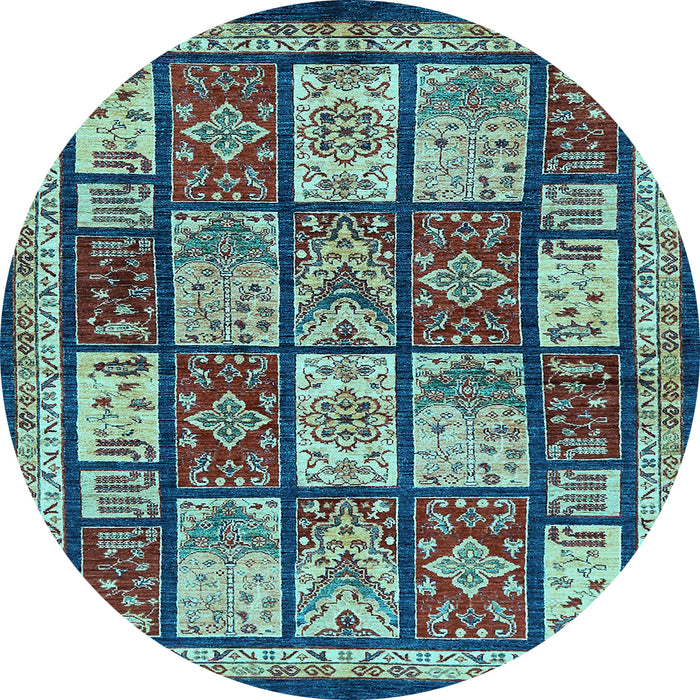 Round Machine Washable Abstract Light Blue Modern Rug, wshabs731lblu
