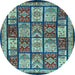 Round Machine Washable Abstract Light Blue Modern Rug, wshabs731lblu