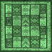 Square Machine Washable Abstract Emerald Green Modern Area Rugs, wshabs731emgrn