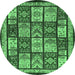 Round Abstract Emerald Green Modern Rug, abs731emgrn