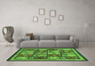 Machine Washable Abstract Green Modern Area Rugs in a Living Room,, wshabs731grn