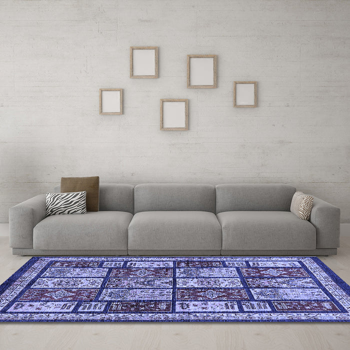 Machine Washable Abstract Blue Modern Rug in a Living Room, wshabs731blu