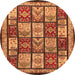 Round Abstract Orange Modern Rug, abs731org