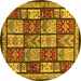 Round Abstract Yellow Modern Rug, abs731yw