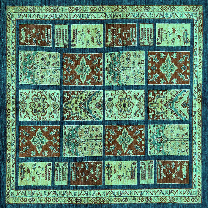 Square Machine Washable Abstract Turquoise Modern Area Rugs, wshabs731turq
