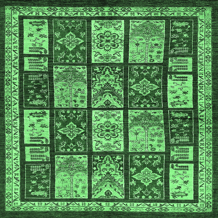 Square Abstract Emerald Green Modern Rug, abs731emgrn
