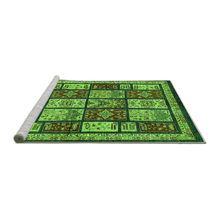 Sideview of Machine Washable Abstract Green Modern Area Rugs, wshabs731grn