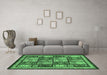 Machine Washable Abstract Emerald Green Modern Area Rugs in a Living Room,, wshabs731emgrn