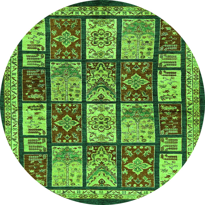 Round Abstract Green Modern Rug, abs731grn
