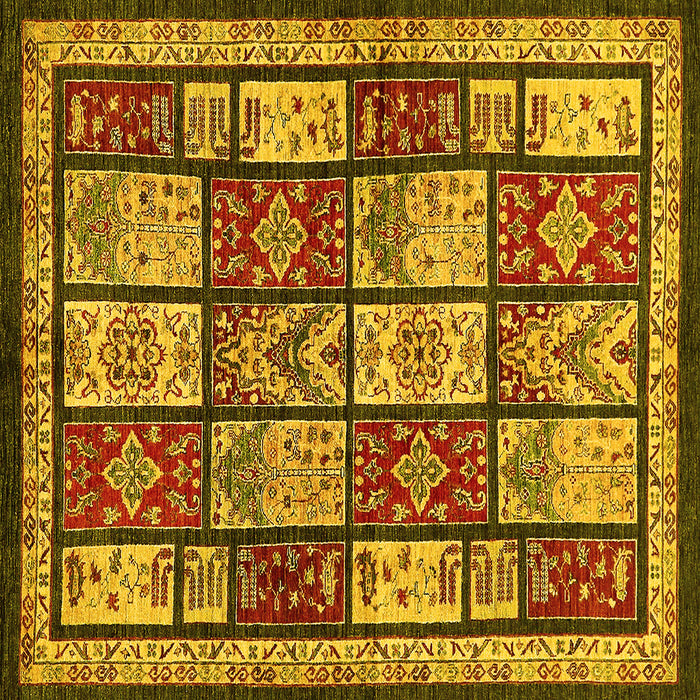 Square Machine Washable Abstract Yellow Modern Rug, wshabs731yw