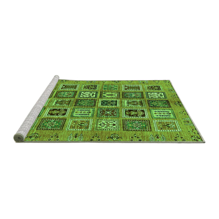 Sideview of Machine Washable Abstract Green Modern Area Rugs, wshabs732grn