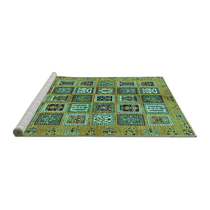 Sideview of Machine Washable Abstract Turquoise Modern Area Rugs, wshabs732turq