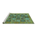 Sideview of Machine Washable Abstract Turquoise Modern Area Rugs, wshabs732turq