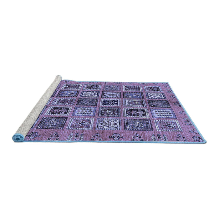 Sideview of Machine Washable Abstract Blue Modern Rug, wshabs732blu