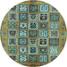 Round Machine Washable Abstract Light Blue Modern Rug, wshabs732lblu