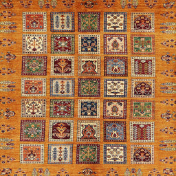 Square Machine Washable Abstract Orange Rug, wshabs732