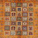 Square Machine Washable Abstract Orange Rug, wshabs732