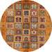 Round Abstract Orange Modern Rug, abs732