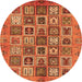 Round Abstract Orange Modern Rug, abs732org