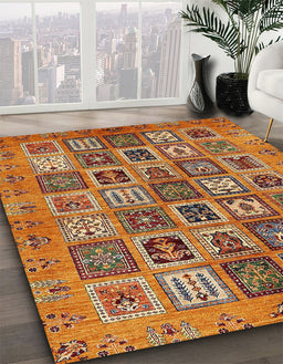 Machine Washable Abstract Orange Rug in a Family Room, wshabs732