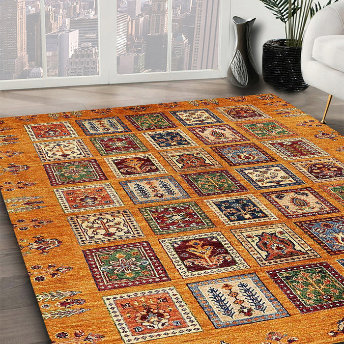 Abstract Orange Modern Rug in Family Room, abs732