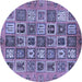 Round Machine Washable Abstract Blue Modern Rug, wshabs732blu