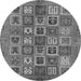 Round Machine Washable Abstract Gray Modern Rug, wshabs732gry