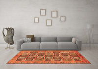 Machine Washable Abstract Orange Modern Rug, wshabs732org