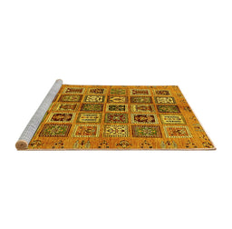 Sideview of Machine Washable Abstract Yellow Modern Rug, wshabs732yw
