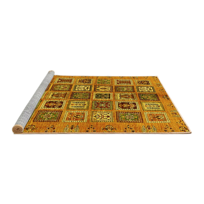 Sideview of Machine Washable Abstract Yellow Modern Rug, wshabs732yw