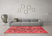 Machine Washable Abstract Red Modern Rug, wshabs732red