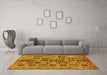 Machine Washable Abstract Yellow Modern Rug in a Living Room, wshabs732yw