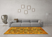 Machine Washable Abstract Yellow Modern Rug, wshabs732yw