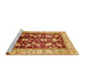 Sideview of Machine Washable Abstract Red Rug, wshabs733