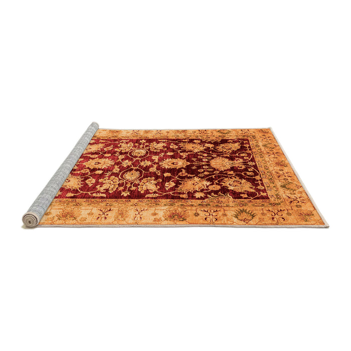 Sideview of Machine Washable Oriental Orange Traditional Area Rugs, wshabs733org