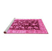 Sideview of Machine Washable Oriental Pink Traditional Rug, wshabs733pnk