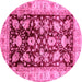 Round Oriental Pink Traditional Rug, abs733pnk