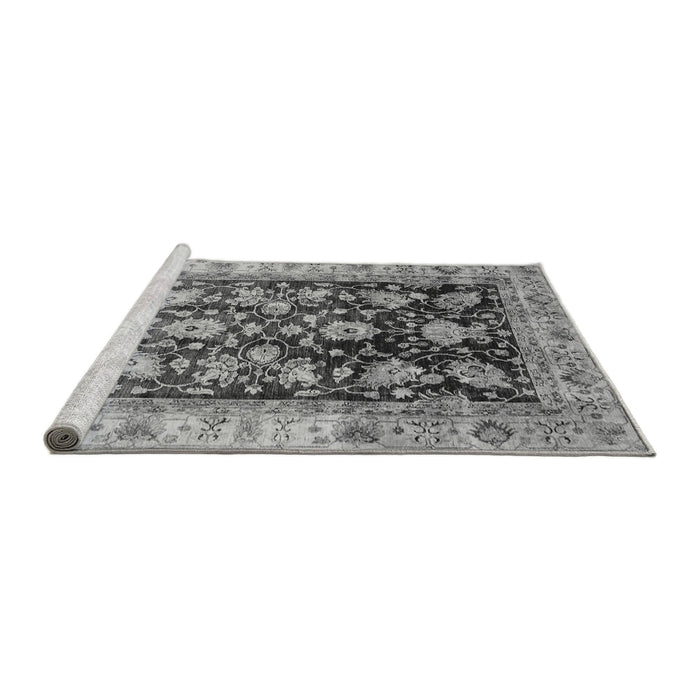 Sideview of Machine Washable Oriental Gray Traditional Rug, wshabs733gry