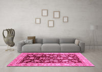 Machine Washable Oriental Pink Traditional Rug, wshabs733pnk