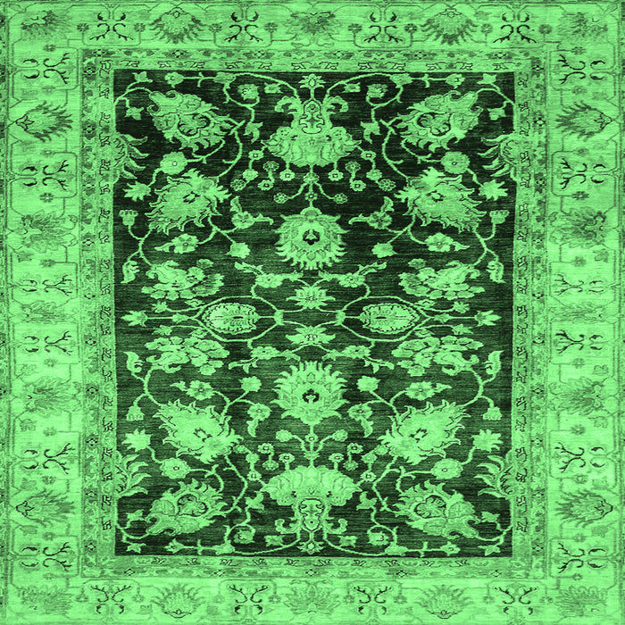Square Oriental Emerald Green Traditional Rug, abs733emgrn