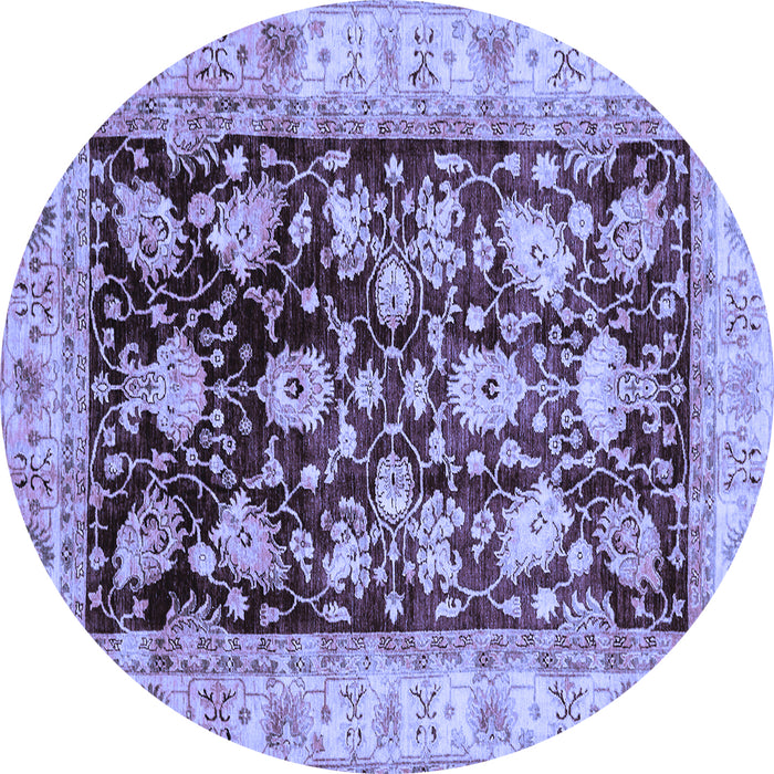 Round Oriental Blue Traditional Rug, abs733blu