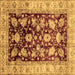 Square Oriental Brown Traditional Rug, abs733brn